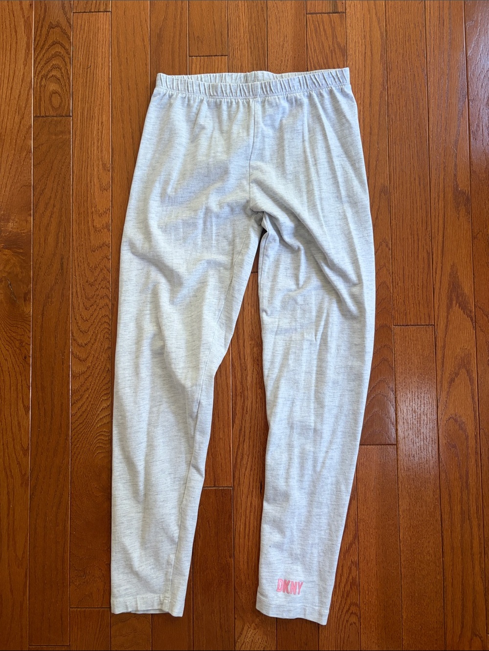 DKNY Light Gray Leggings with Pink Logo
